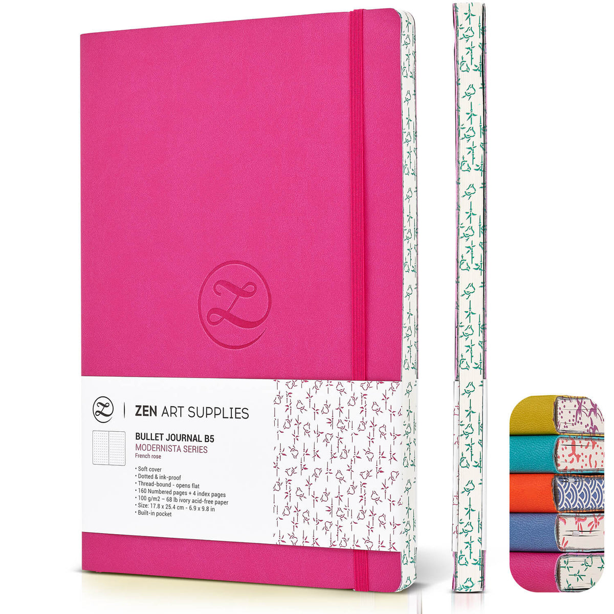 Zenart Supplies Cute Large B5 Dot Journal - Enjoy Bullet Journaling with A Soft Cover 7x10-inch, Non-Bleed Thick 120gsm Paper, Dotted Journal in