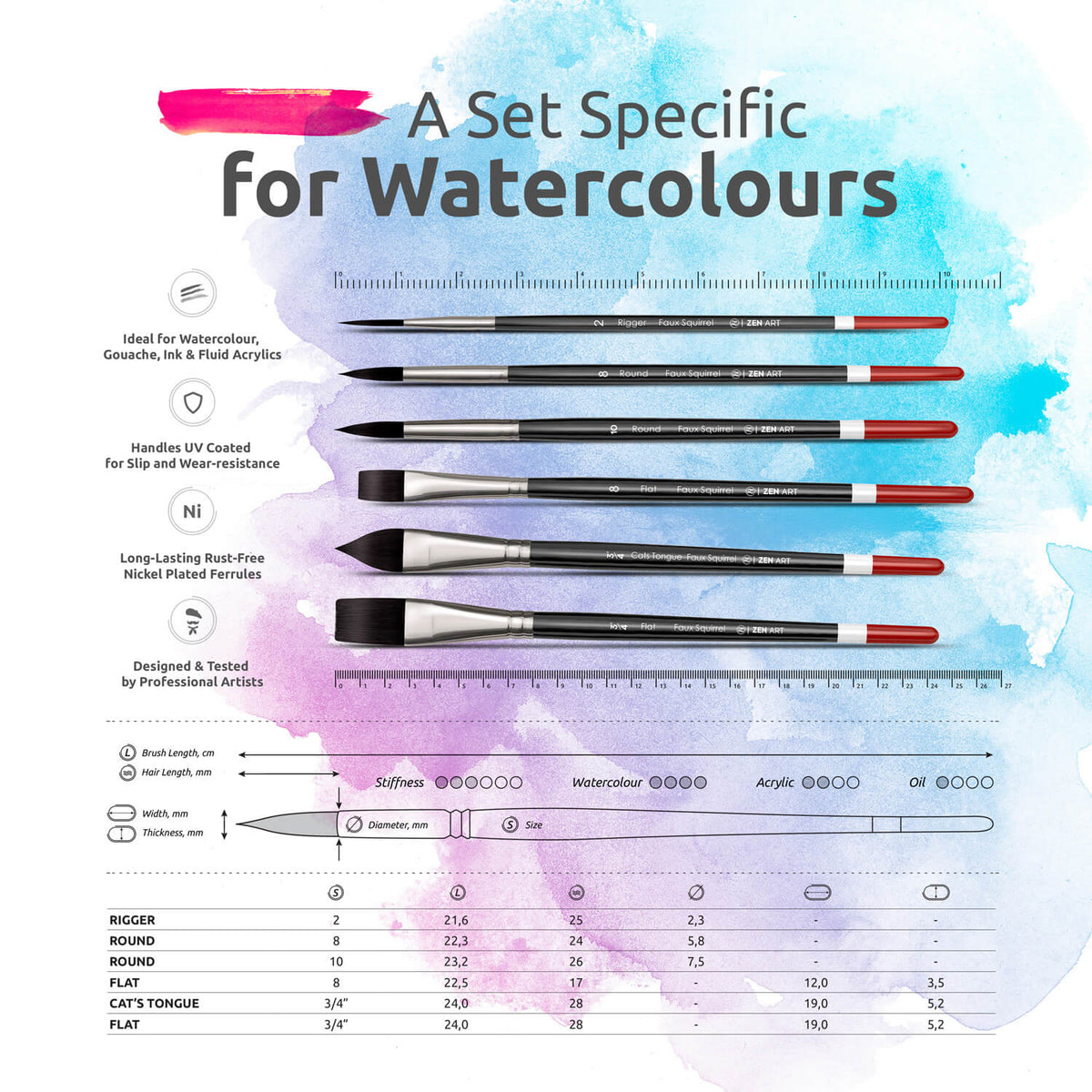 Watercolor Brush (Set of 20) — Stationery Pal