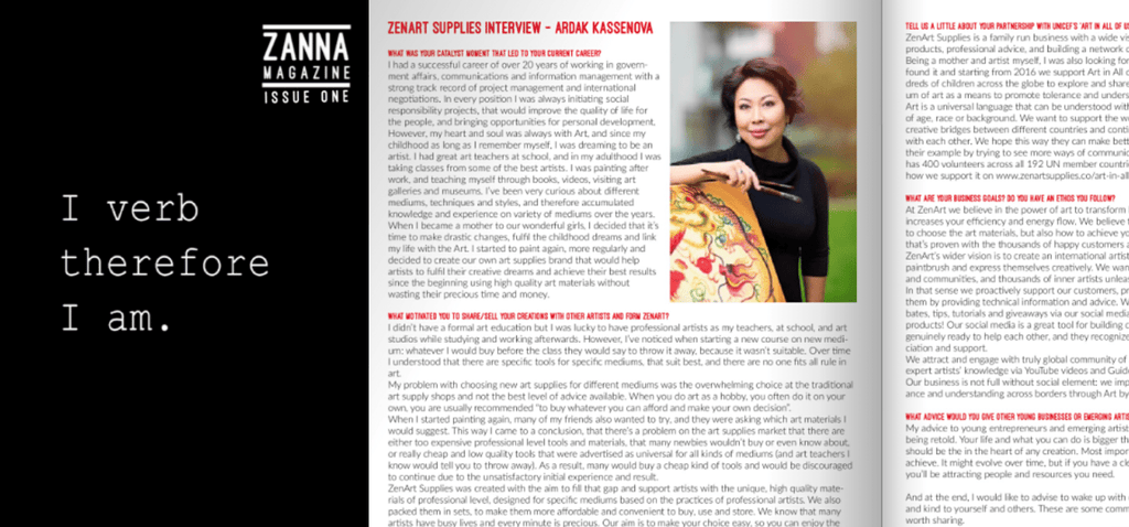 Ardak Kassenova on Zanna Art Magazine: Issue One