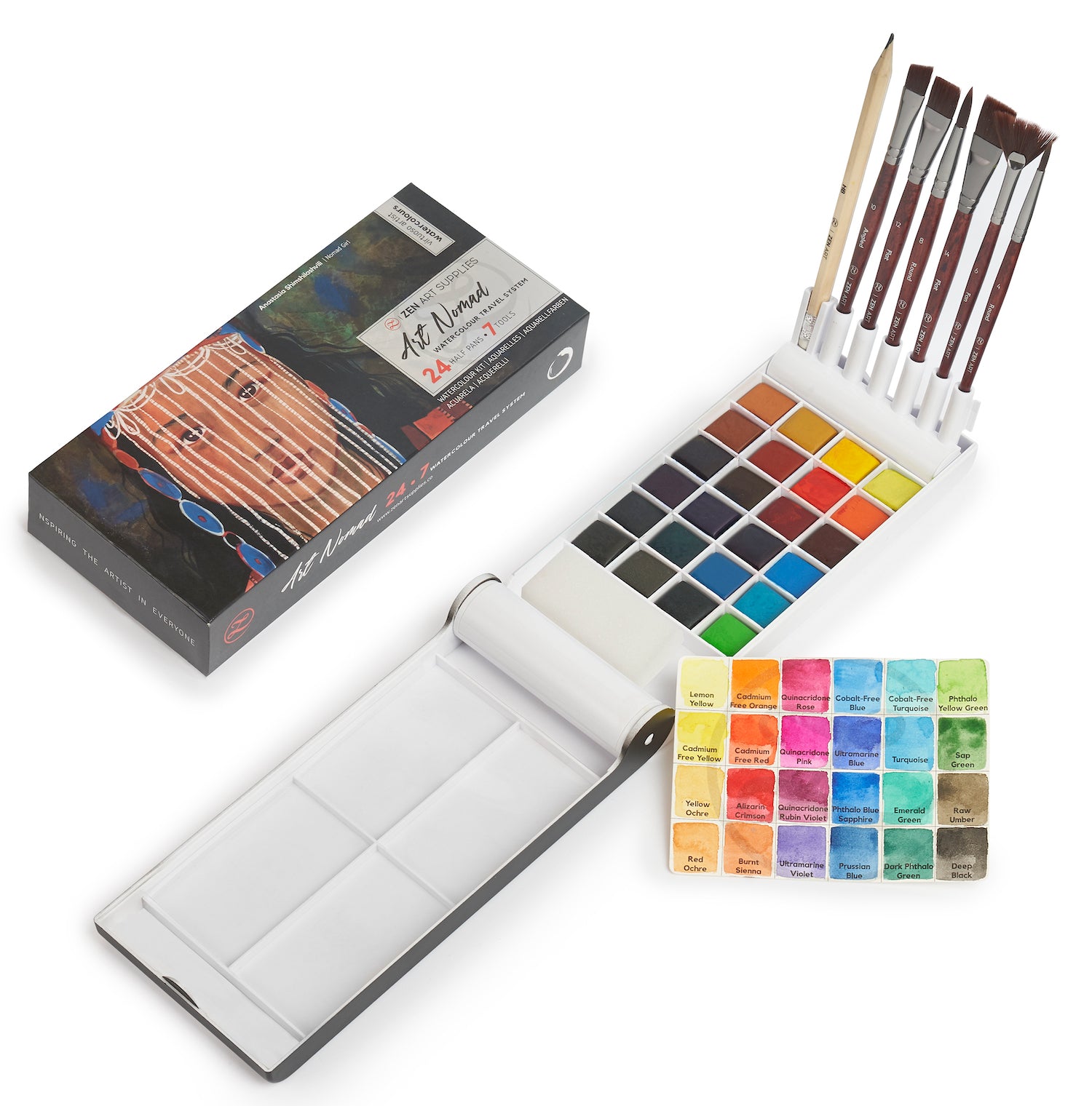 Travel Watercolor Set 7 Brushes and 24 Colors – ZenARTSupplies