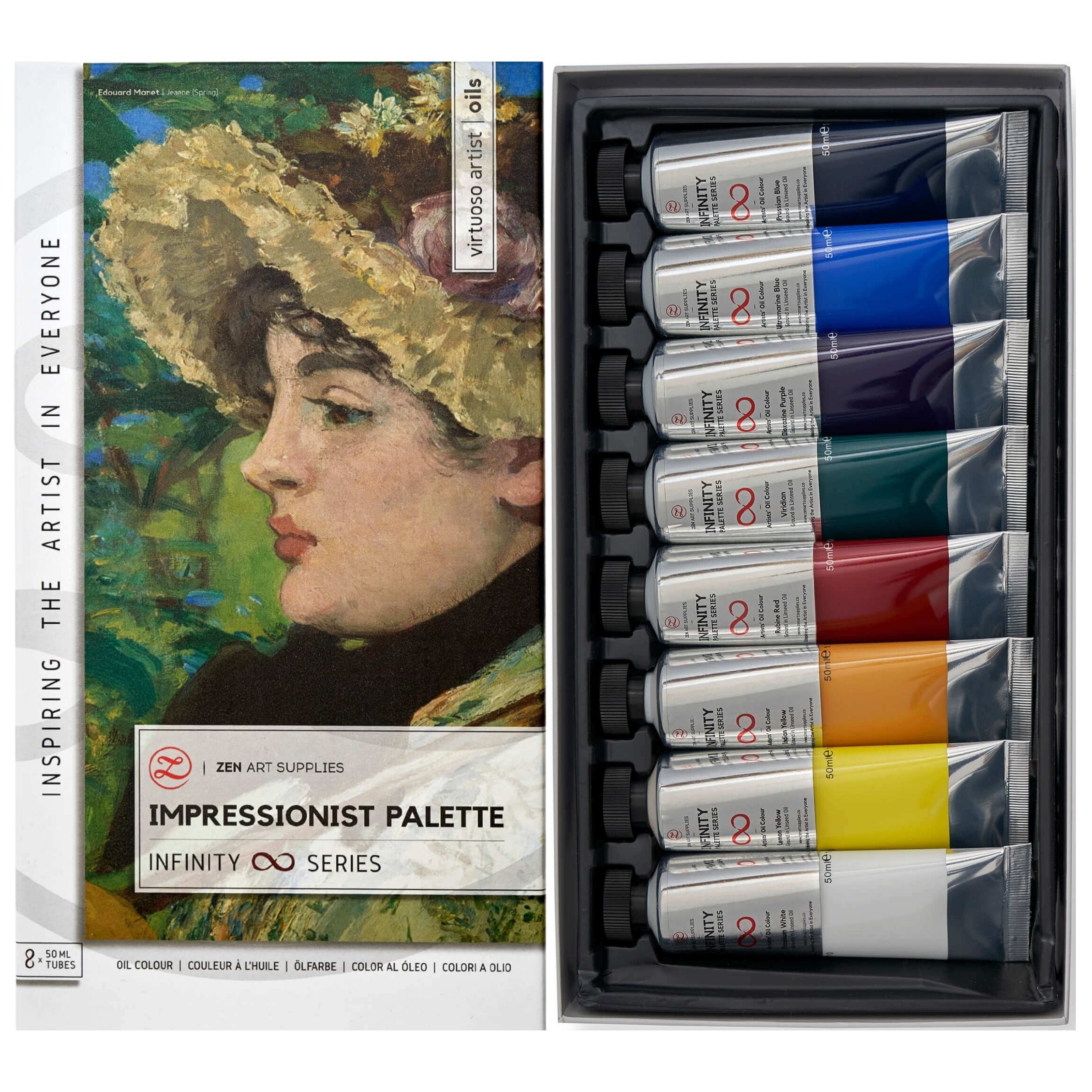 8 Tubes x 50ml Impressionist Oil-Based Palette